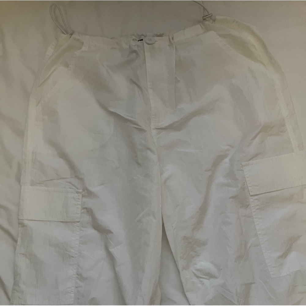 white fox white parachute pants